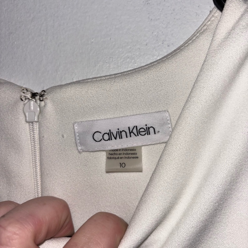Calvin Klein Asymmetrical Career Work Business White Dress Womens Size 10 - Picture 5 of 7